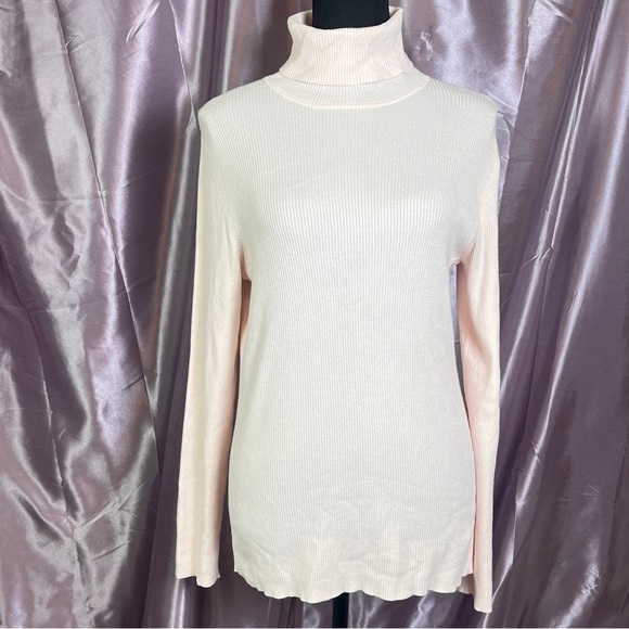 Chico's Tops - Chico’s Pink Turtleneck Knit Top Soft Stretch Cozy Chic (Large)